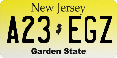 NJ license plate A23EGZ