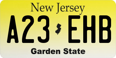 NJ license plate A23EHB