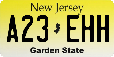 NJ license plate A23EHH