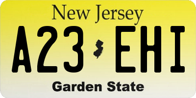 NJ license plate A23EHI
