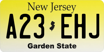 NJ license plate A23EHJ