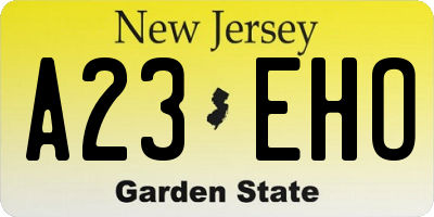 NJ license plate A23EHO