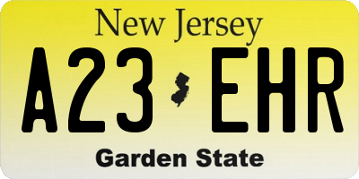 NJ license plate A23EHR