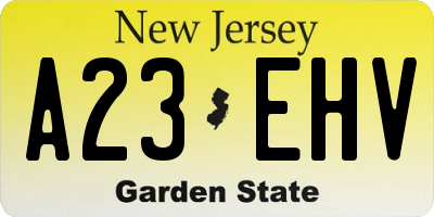 NJ license plate A23EHV