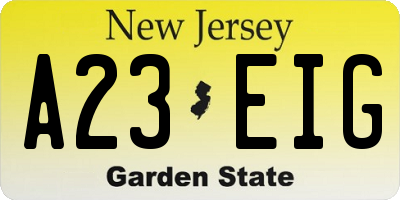 NJ license plate A23EIG