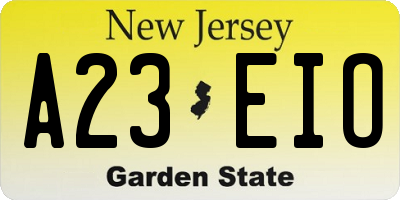 NJ license plate A23EIO