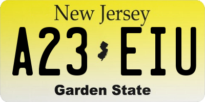 NJ license plate A23EIU