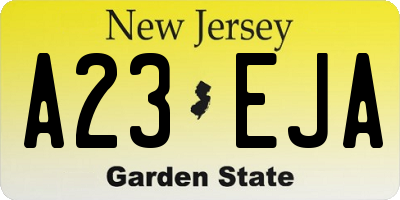 NJ license plate A23EJA