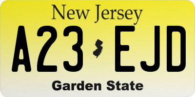 NJ license plate A23EJD
