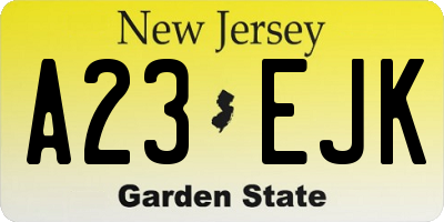 NJ license plate A23EJK