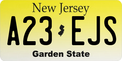 NJ license plate A23EJS