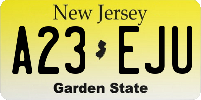 NJ license plate A23EJU