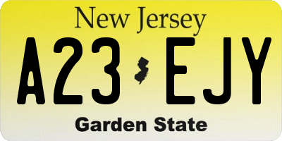 NJ license plate A23EJY