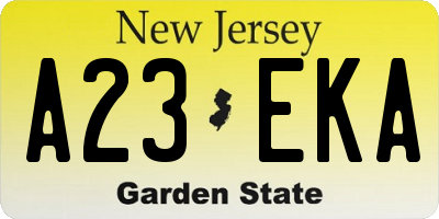 NJ license plate A23EKA