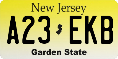 NJ license plate A23EKB