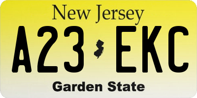 NJ license plate A23EKC
