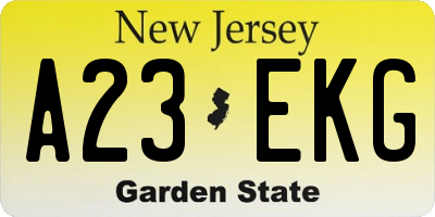 NJ license plate A23EKG