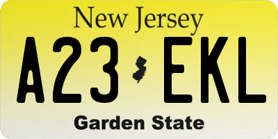 NJ license plate A23EKL