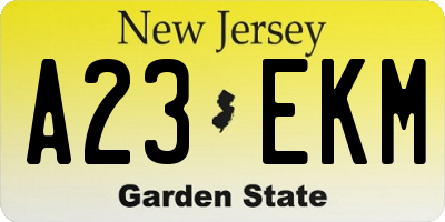 NJ license plate A23EKM