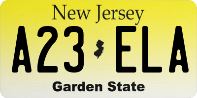 NJ license plate A23ELA