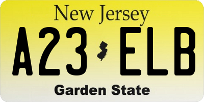 NJ license plate A23ELB