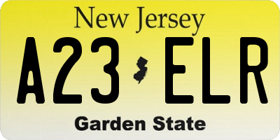 NJ license plate A23ELR