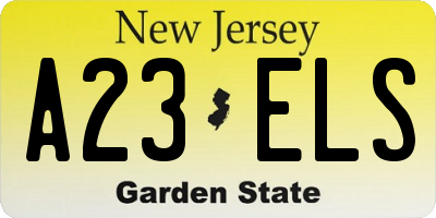 NJ license plate A23ELS
