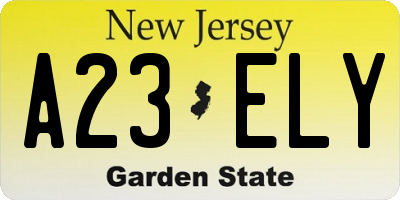 NJ license plate A23ELY