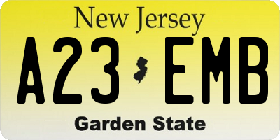 NJ license plate A23EMB