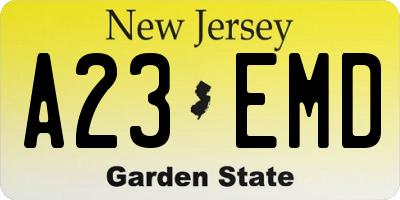 NJ license plate A23EMD