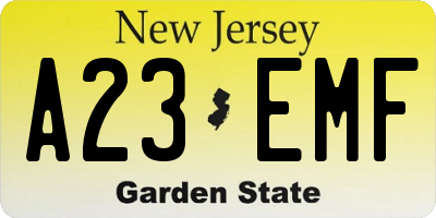 NJ license plate A23EMF