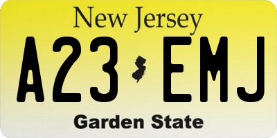 NJ license plate A23EMJ
