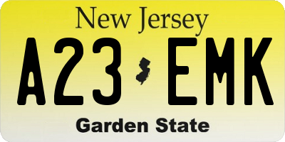 NJ license plate A23EMK