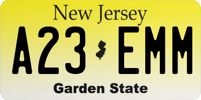 NJ license plate A23EMM