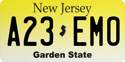 NJ license plate A23EMO
