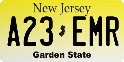 NJ license plate A23EMR