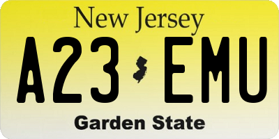 NJ license plate A23EMU