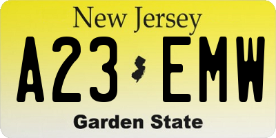 NJ license plate A23EMW
