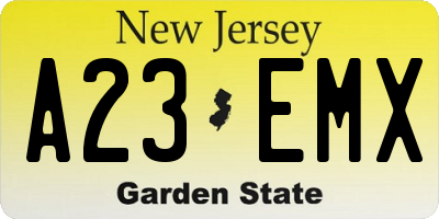 NJ license plate A23EMX
