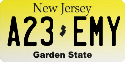 NJ license plate A23EMY