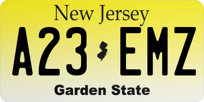 NJ license plate A23EMZ