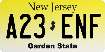 NJ license plate A23ENF