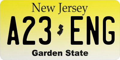 NJ license plate A23ENG