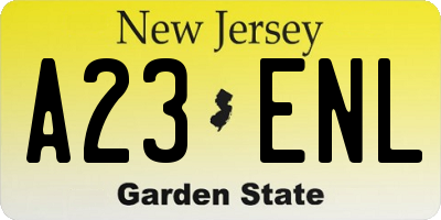 NJ license plate A23ENL
