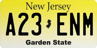NJ license plate A23ENM