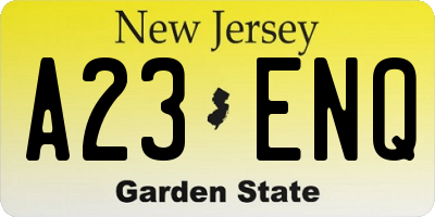 NJ license plate A23ENQ