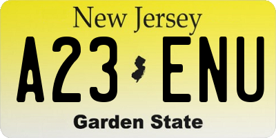 NJ license plate A23ENU