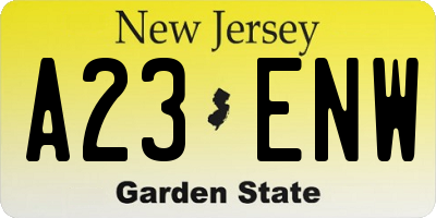 NJ license plate A23ENW