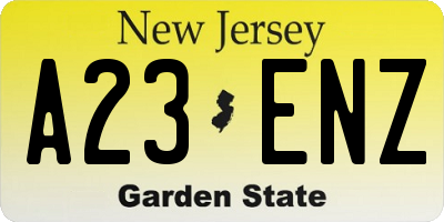 NJ license plate A23ENZ