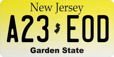 NJ license plate A23EOD